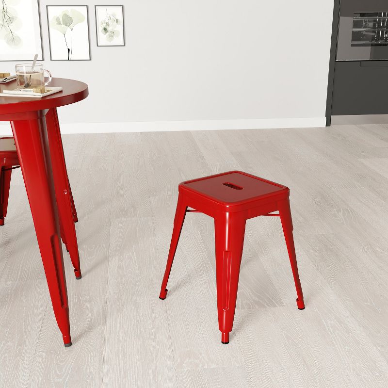 Merrick Lane Set of 4 Sloane 18" High Backless Stacking Dining Stools with Durable Metal Frame, 4 of 12