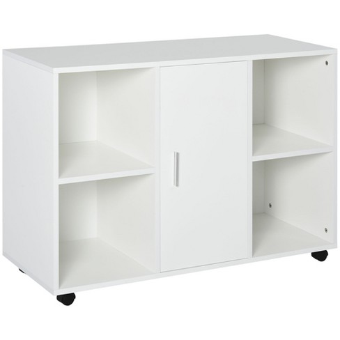 Vinsetto White Mobile Filing Cabinet Printer Stand with 2-Drawers, 3-Open Storage Shelves for Home Office Organization