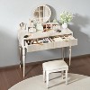 Luxury Vanity Desk with Round Mirror, Height-Adjustable, Stylish Dressing Table Set with 4 Drawers & Stool for Bedroom - 4 of 4