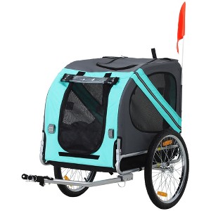 Munora - Cargo Bike Trailer for Pets - Blue/Grey - 51.25"L x 28.75"W x 35.5"H - Large 20" Wheels - 1 of 4