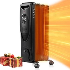 R.W.FLAME Oil Filled Radiator Heater, Adjustable Thermostat, 3 Heat Settings, Portable Quiet Heater with Tip-over & Overheating Functions, BLACK - 1 of 4