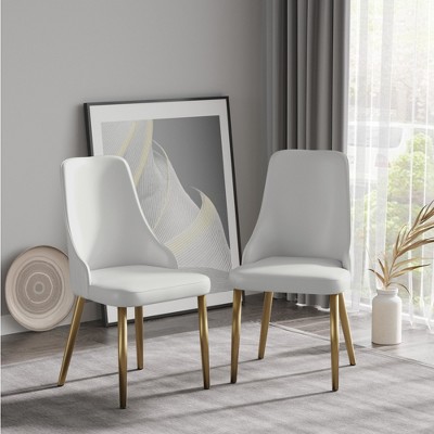 Modern PU Sponge-Filled Dining Chair, Solid Wood & Metal Legs, Set of 2, Perfect for Restaurants & Living Rooms, Gray