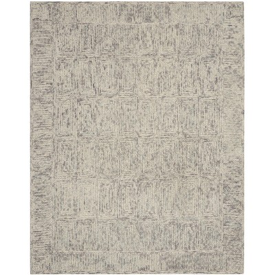 Ivory/Grey/Teal 8' x 10' Hand-Tufted Wool Rectangular Rug