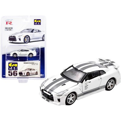 Nissan GT-R (R35) Saurus (RHD) White with Gray Stripes Limited Edition to 1200 pieces 1/64 Diecast Model Car by Era Car