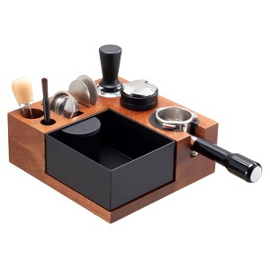 VEVOR Espresso Tamping Station, Sapele Wood, 9-in-1 Multifunctional Tamping Station with Detachable Slot, Easy to Clean Espresso Knock Box, Brown - 1 of 4