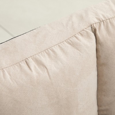 Beige Tufted Metal Full Sleeper Sofa with Pillows