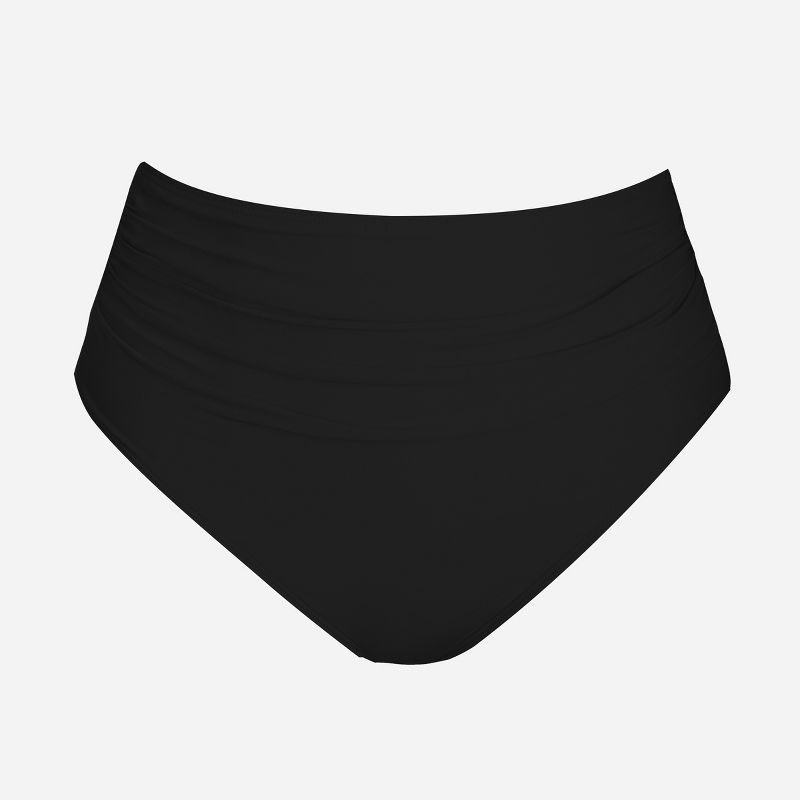 Women's Solid Shirred High Waist Bikini Bottom - Cupshe, 5 of 6
