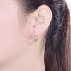 Guili Round Huggie Sterling Silver or Gold Overlay Cubic Zirconia Hoop Earrings for a Stylish, Comfortable Fit and Dazzling, Elegant Statement - 3 of 3