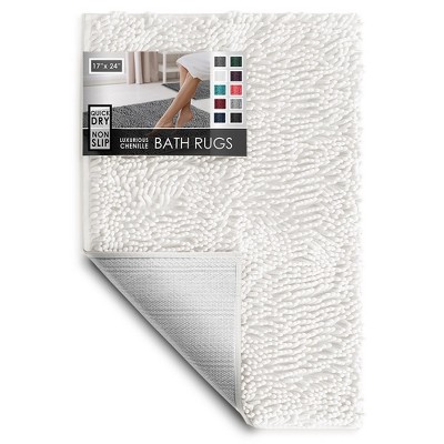 Hearth & Harbor Bathroom Rugs, Chenille Bath Mat - White Bath Rug ...