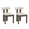 HDZNVF Set of 2 Wooden Dining Chairs, Modern Boucle Upholstered Kitchen Side Chairs, Walnut - 4 of 4