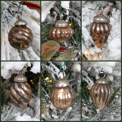 Copper and Glass Vintage Style Finial Ornaments Set