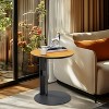C Shape Round Side Table with Microfiber Saddle Leather Top, Couch Side End Table - 4 of 4