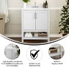 Taylor & Logan 30" Vivien Bathroom Vanity White: Carrara Marble Countertop, Ceramic Sink, Adjustable Shelf - 2 of 4
