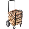 Gardenised Black Firewood Rack Outdoor Indoor, Heavy Duty Firewood Carrier Wood Fireplace Tool Rack, Rolling Storage Cart with Cover - 3 of 4