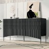 Fluted Storage Cabinet Sideboard Buffet With 4 Fluted Doors, Multifunctional Console Cabinet, Curved Bottom Design Storage Cabinet For Living Room - 2 of 4