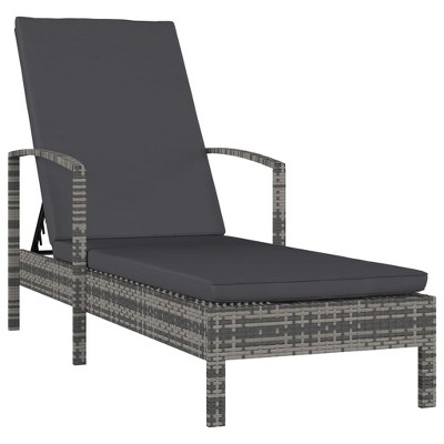vidaXL Sun Lounger with Armrests Poly Rattan Gray