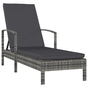 vidaXL Sun Lounger with Armrests Poly Rattan Gray - 1 of 4