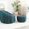Teddy Fabric Bean Bag Chair with Footstool, Foam-Filled Lounge Sofa, Cozy Floor Seating for Relaxing-Baofuwish - 3 of 4