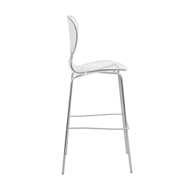 LeisureMod Oyster Acrylic Barstool with Steel Frame in Chrome Finish, 4 of 12