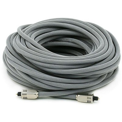 Monoprice Digital Optical Audio Cable - 75 Feet - Gray | Premium S/PDIF (Toslink) Heavy Duty Mesh Jacket, Metal Connector Heads, for Play Station,