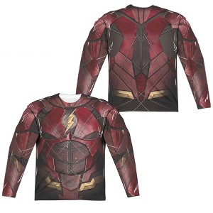 Men's Justice League Movie Flash Uniform (Front Back Print) Long Sleeve Costume T-Shirt - 1 of 4