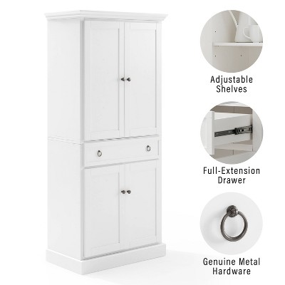 Winston Storage Pantry White - Crosley: Tall Double-Door Cabinet, 5 Shelves, Traditional Style