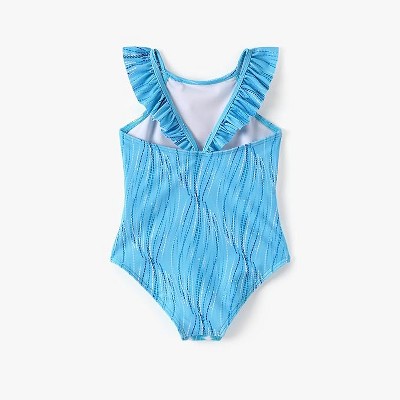 Frozen Disney Frozen Kids Summer Ruffle One Piece Swimsuits Elsa Blue 6-7 — фото 3