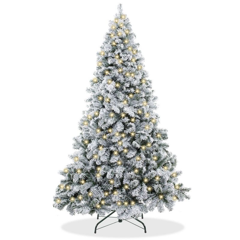 Casafield Snow-Flocked Artificial Pine Christmas Tree with Metal Stand, 1 of 8