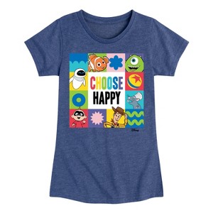Girls' - Disney - Choose Happy Grid Fitted Short Sleeve Graphic T-Shirt - 1 of 4