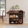 Costway Drop Leaf Kitchen Island Cart with Power Outlet Mobile Buffet Storage Cart with Microwave Shelf - 2 of 4