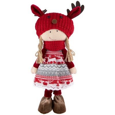 Northlight 16" Little Nordic Girl in Moose Antler Hat Christmas Figure