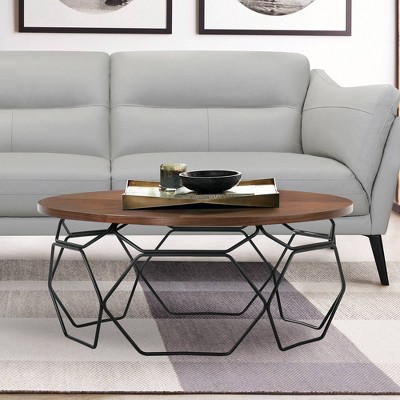 84159207Cosmo Veneer Coffee Table Walnut/Black - Armen Living