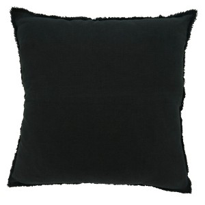 Saro Lifestyle Down-Filled Fringed Design Throw Pillow, 20"x20", Black - 1 of 3