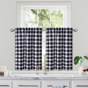 Buffalo Plaid Gingham Farmhouse Kitchen Curtains for Bathroom - 1 of 2