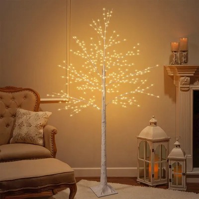Racxily 6ft Lighted Indoor & Outdoor Birch Tree, Christmas Holiday Decorations, Artificial Tree with LED Lights, Christmas Tree