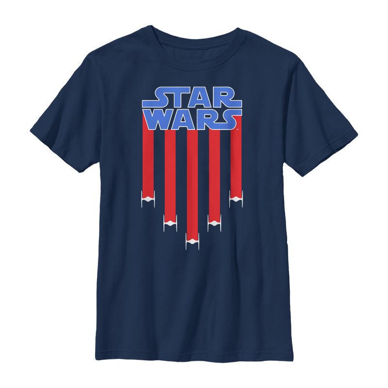 Boy's Star Wars Fourth of July  TIE Fighter Stripes T-Shirt, 1 of 4