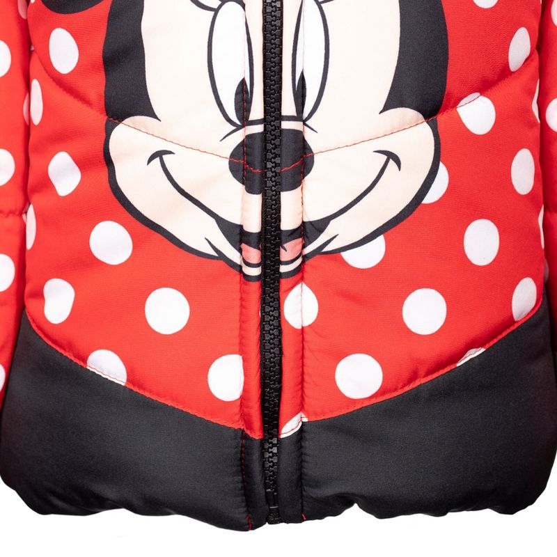 Disney Minnie Mouse Girls Winter Coat Puffer Jacket Toddler, 5 of 10