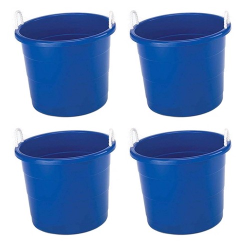 Plastic 18 Gal. Utility Bucket Tub Container with Rope Handles, Pink  (4-Pack)