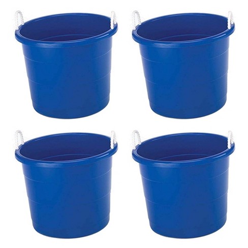 Homz 17-Gallon Plastic Multipurpose Utility Storage Bucket Tub with Strong  Rope Handles for Indoor and Outdoor Use, Blue (4 Pack)