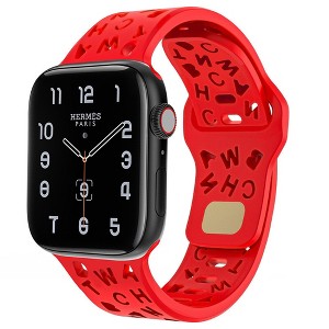 HTUTWOO Compatible with Apple Watch Band, Letter Silicone Sport Strap 38/40/41/42/44/45/46/49mm for iWatch Series 11 10 9 8 7 6 5 4 3 2 1 SE Ultra - 1 of 4