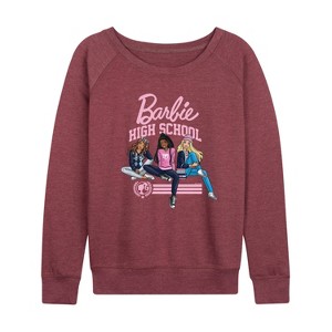 Women's - Barbie - High School Dolls Lightweight French Terry Wide Neck Long Sleeve Shirt - 1 of 4
