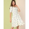 INSPIRE CHIC Women's Vintage Floral Peter Pan Collar High Waist Puff Sleeve A-line Midi Dress - 2 of 4