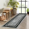 Modern Bordered 2pc Non-Skid (Non-Slip) Low Profile Pile Rubber Backing Indoor Kitchen Runner Rugs - 4 of 4