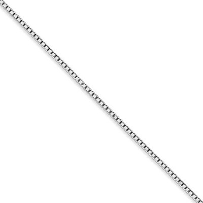 Black Bow Jewelry 1.3mm 10k White Gold Solid Box Chain Necklace