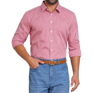 INSPIRE CHIC Men's Long Sleeve Point Collar Long Sleeve Patterned Shirt - 1 of 4