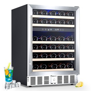 Kismile Mini Fridge 145 Can Beverage Refrigerator, Can Cooler With Glass Door For Home/Office/Bar-Black - 1 of 4