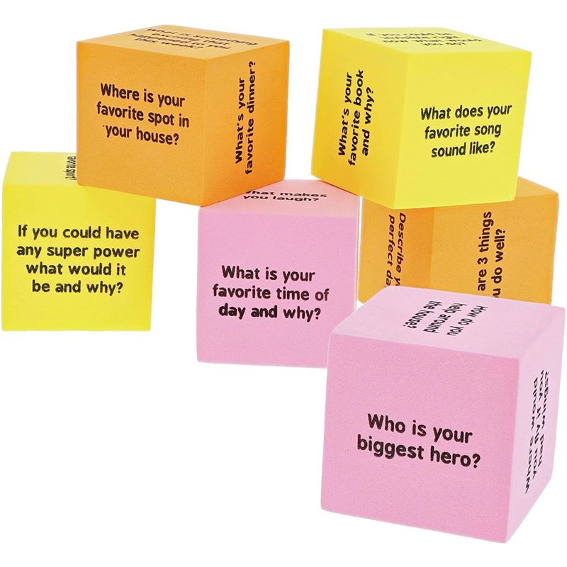 Juvale 6-Pack Conversation Starters Cubes, Kids Educational Activities, 3 Assorted Colors, 1.5 inches, 3 of 4