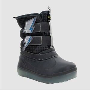 Western Chief Toddler Boys' Denali Lighted Faux Fur Lightning Bolt Winter Boots - Gray - 1 of 4