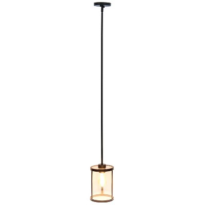 Elegant Farmhouse 55" Black Pendant with Brushed Nickel Accents and Clear Glass Shade
