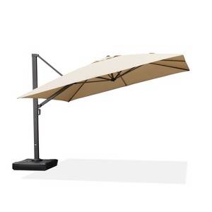 PURPLE LEAF Square Patio Umbrella with Base Large Outdoor Offset Umbrella 360-degree Rotation Cantilever Umbrella for Garden Deck Backyard Pool - 1 of 4